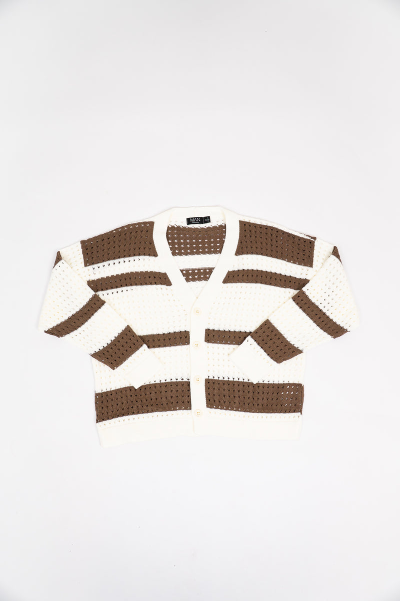Boohoo Man Knitted Striped Cardigan