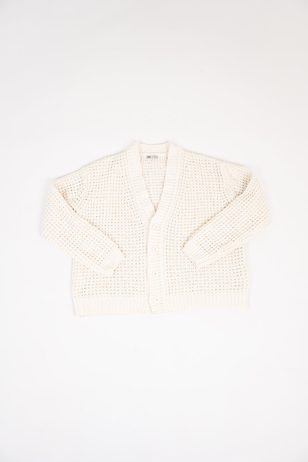 Zara Knitted  White Cardigan