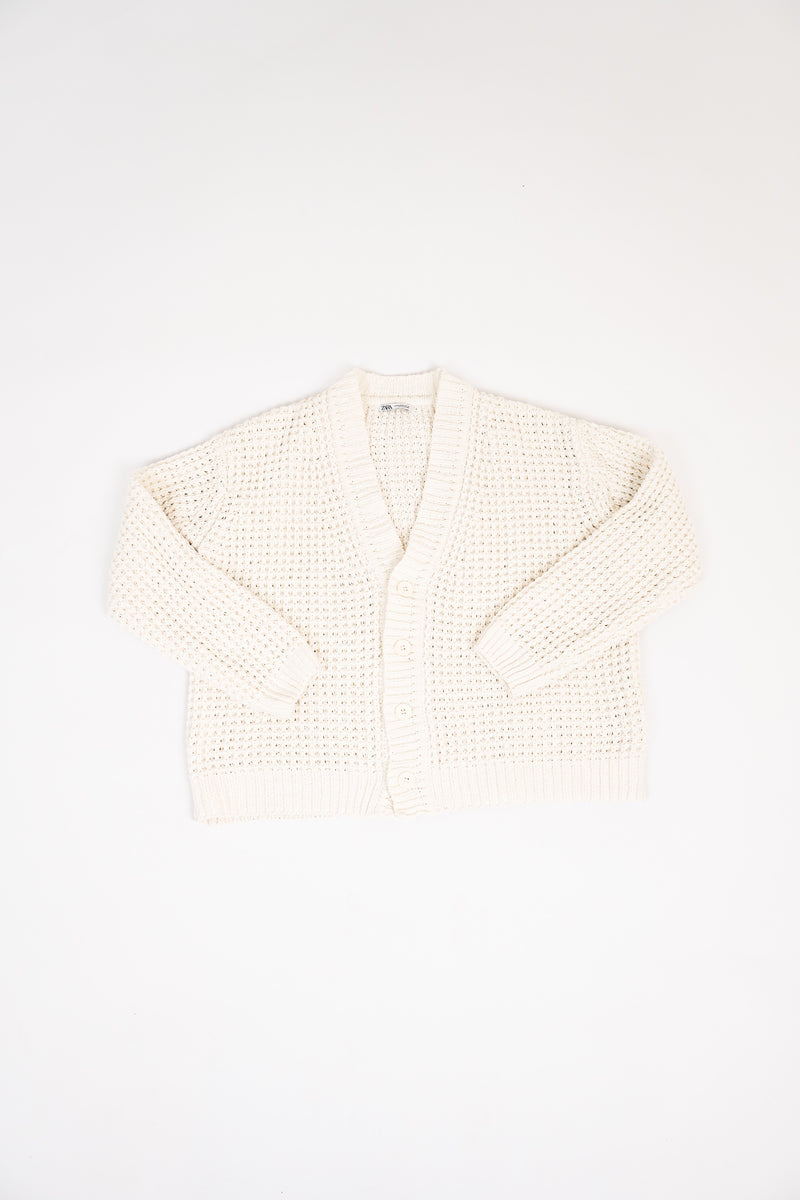 Zara Knitted  White Cardigan
