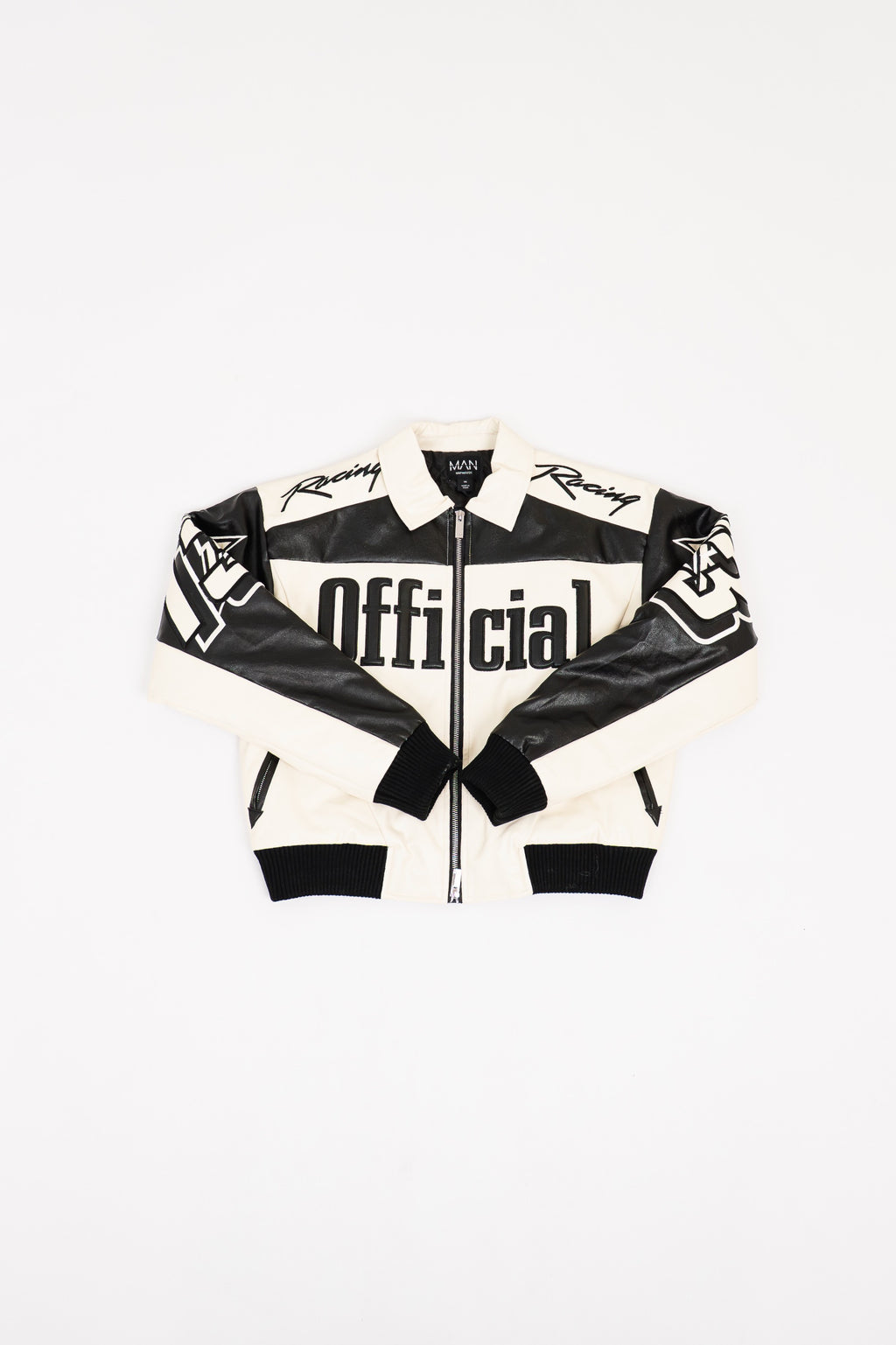 BOXY FIT PU MOTO COLLARED BOMBER JACKET