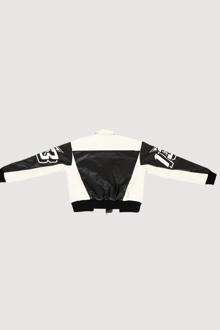 BOXY FIT PU MOTO COLLARED BOMBER JACKET