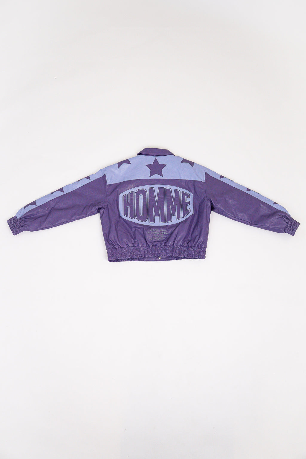 Purple Boxy Homme Pu Badge Collared Varsity Jacket