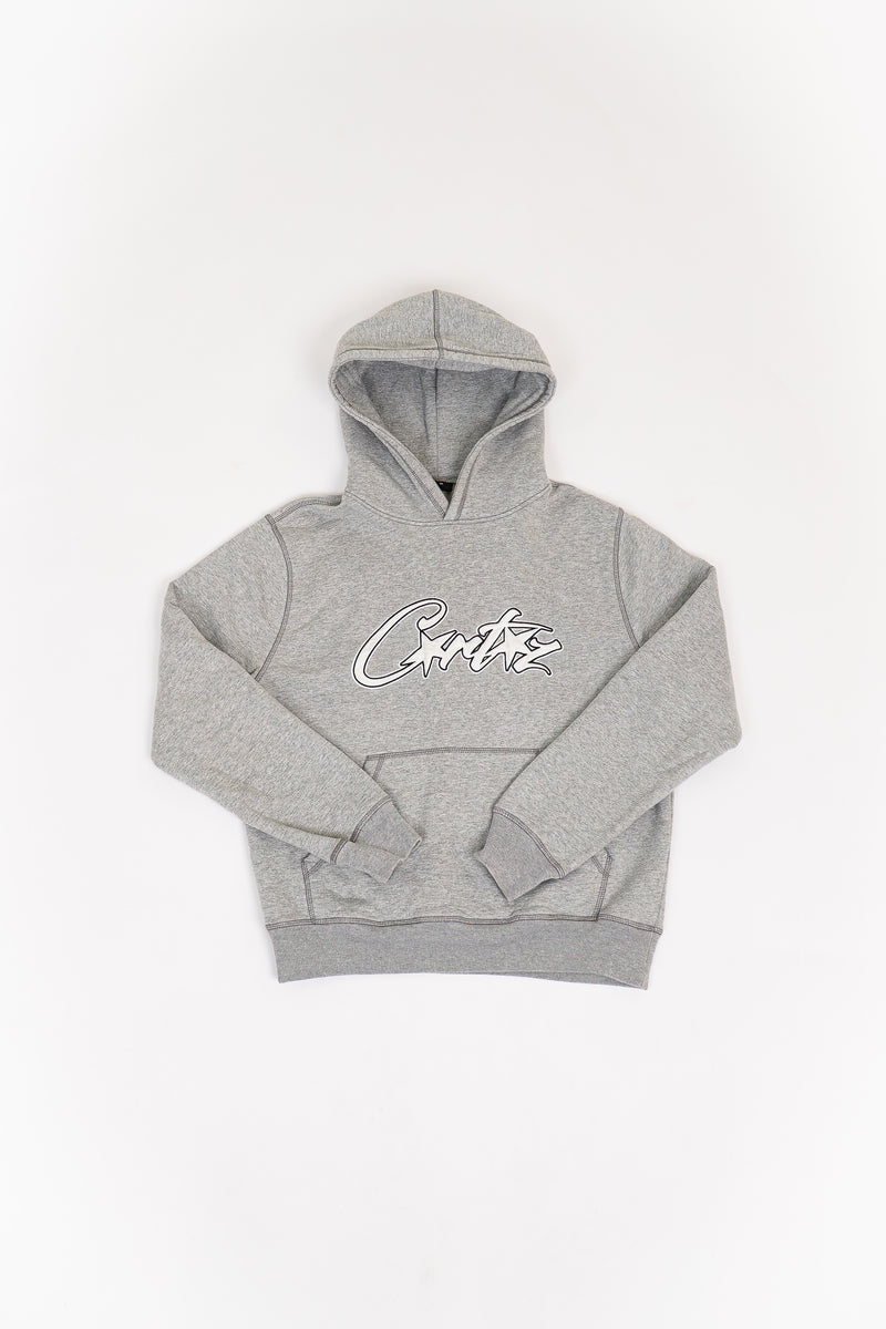 Corteiz Satin Allstarz Applique Hoodie Grey
