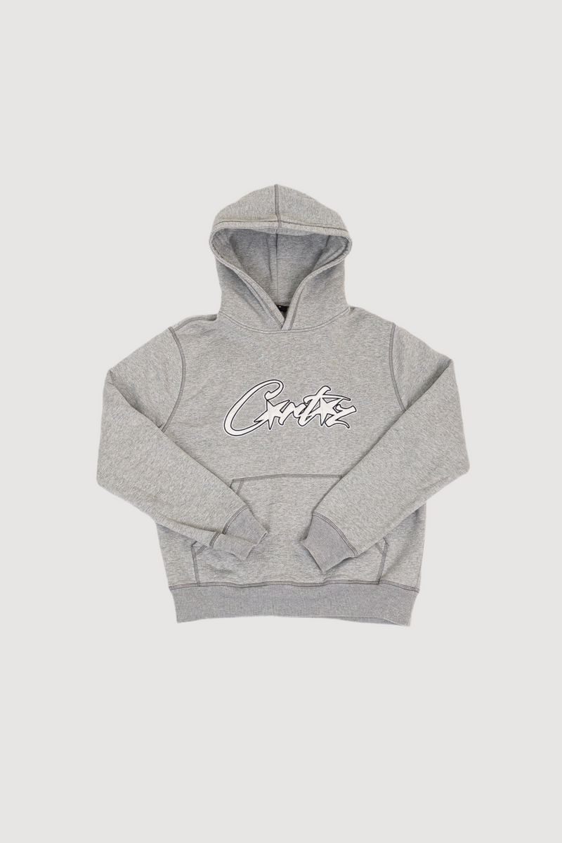 Corteiz Satin Allstarz Applique Hoodie Grey