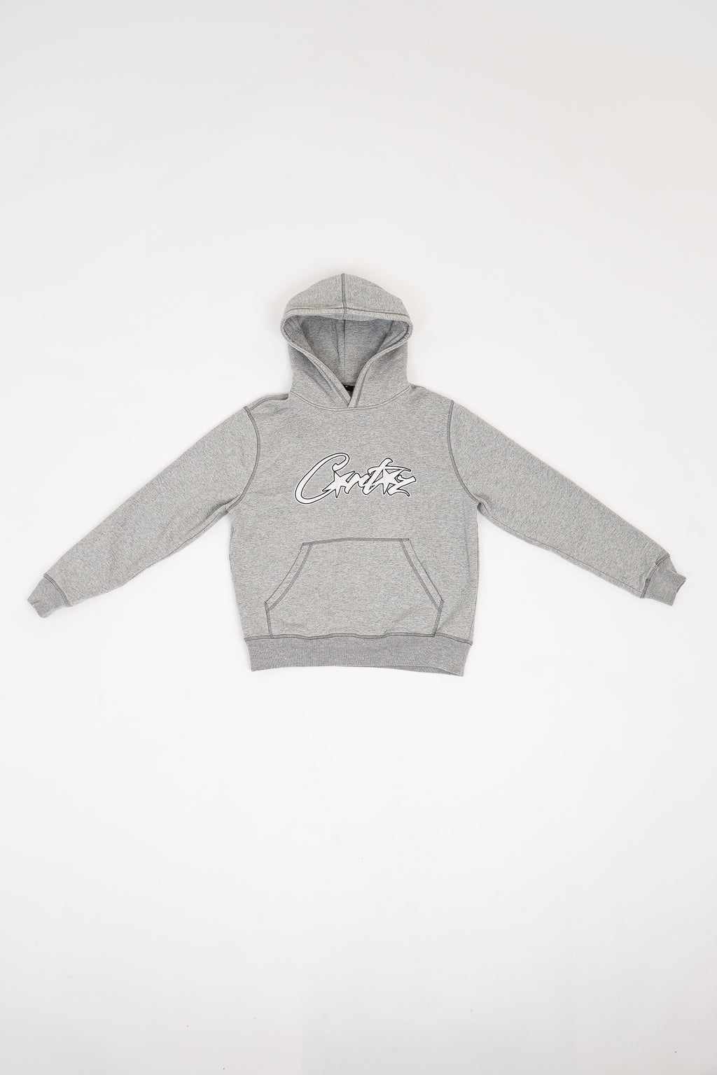 Corteiz Satin Allstarz Applique Hoodie Grey