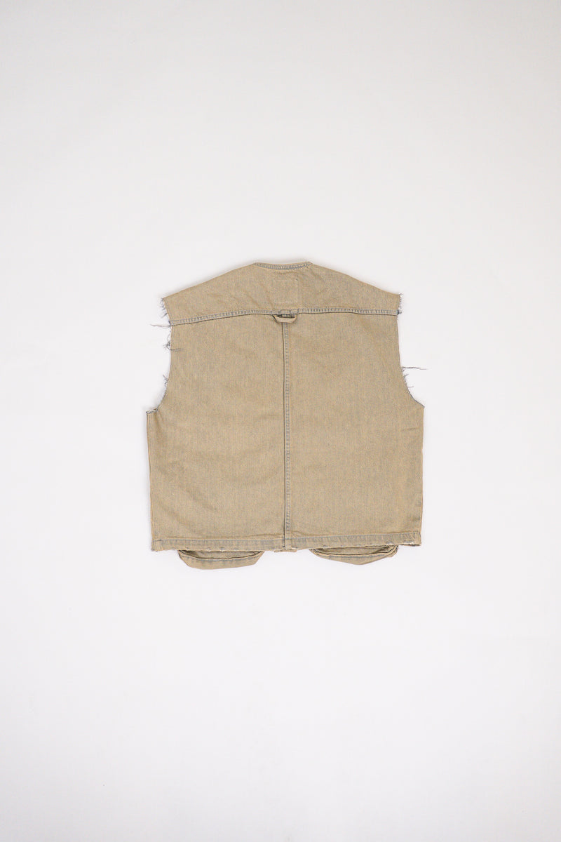 DISTRESSED EFFECT DENIM VEST