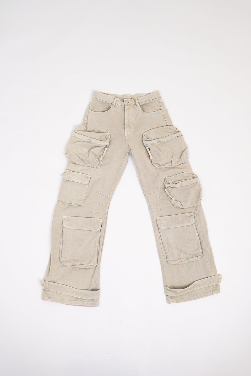 Zara Light Grey Denim Cargo Pants