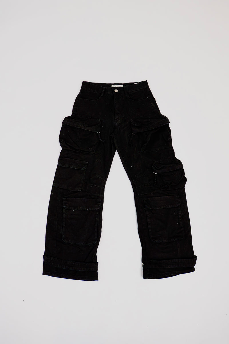 Zara Black Denim Cargo Pants