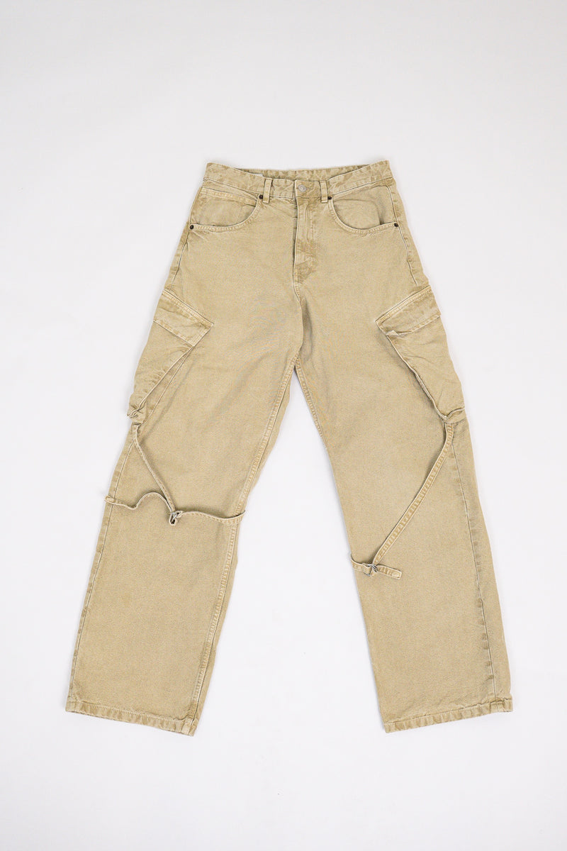 Zara Khaki Denim Cargo Pants