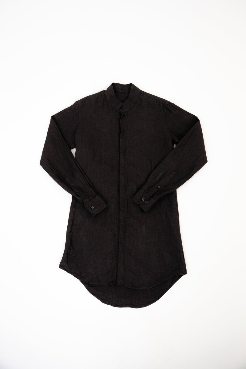 Black Long FIt Linnen Shirt
