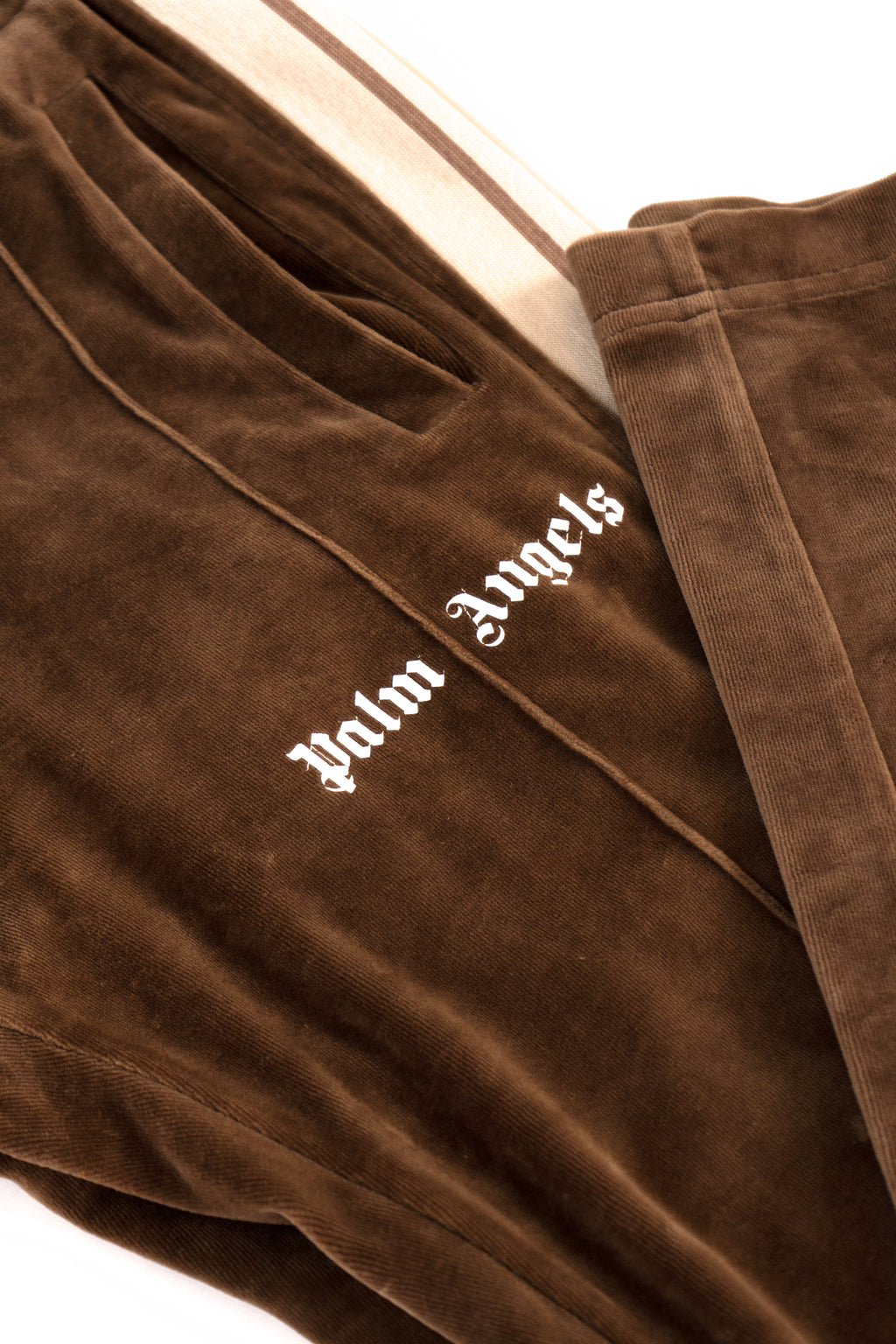 Palm Angels Brown Velvet Track Pants