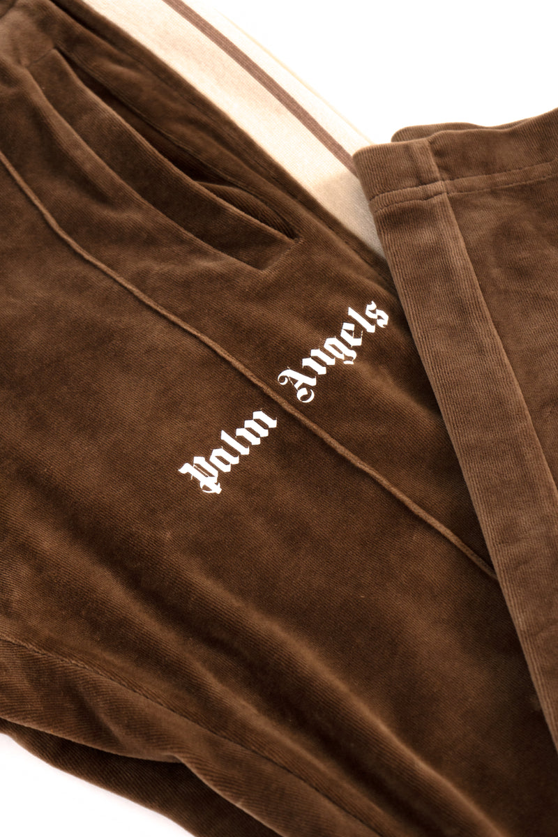 Palm Angels Brown Velvet Track Pants