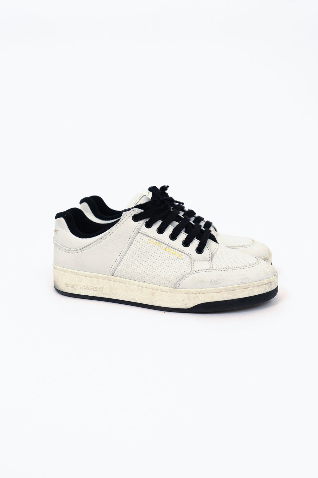 Saint Laurent Black/White Leather SL/61 Lace Up