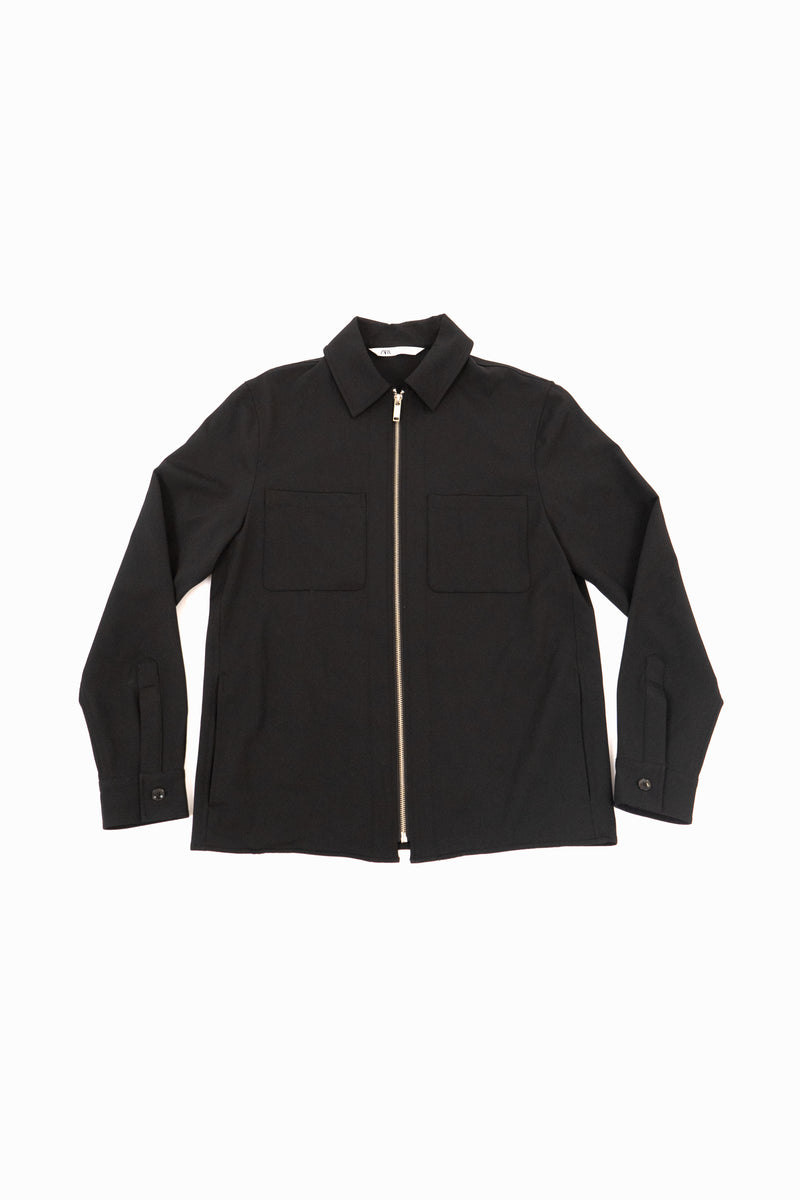 Black Zip Up Overshirt