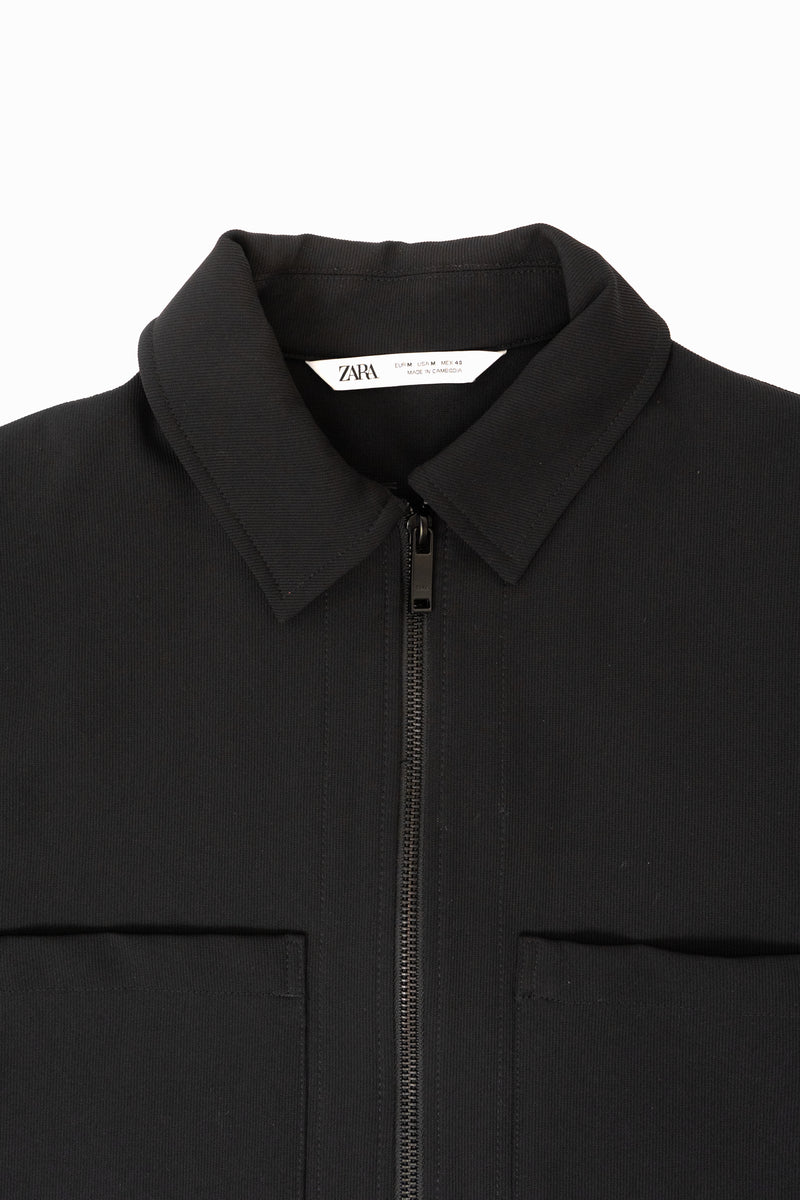 Black Zip Up Overshirt