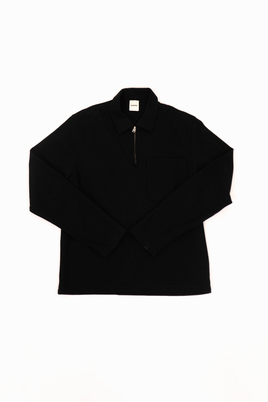 Sandro Cotton Jumper With Zip Collar