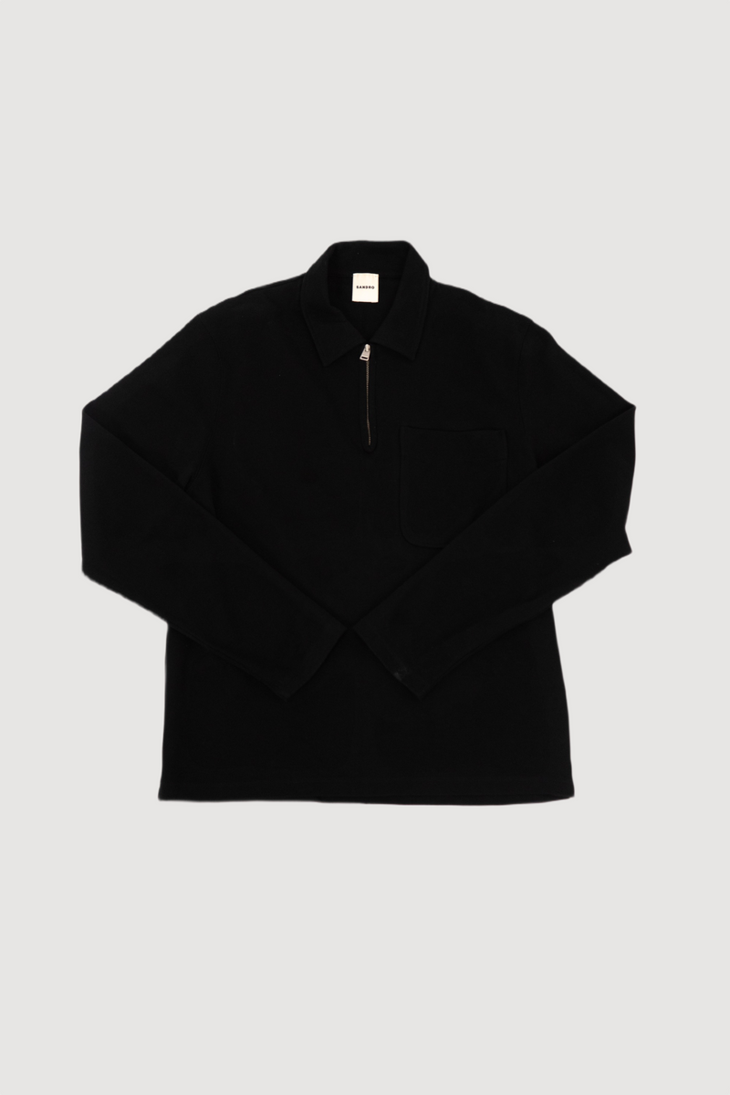 Sandro Cotton Jumper With Zip Collar