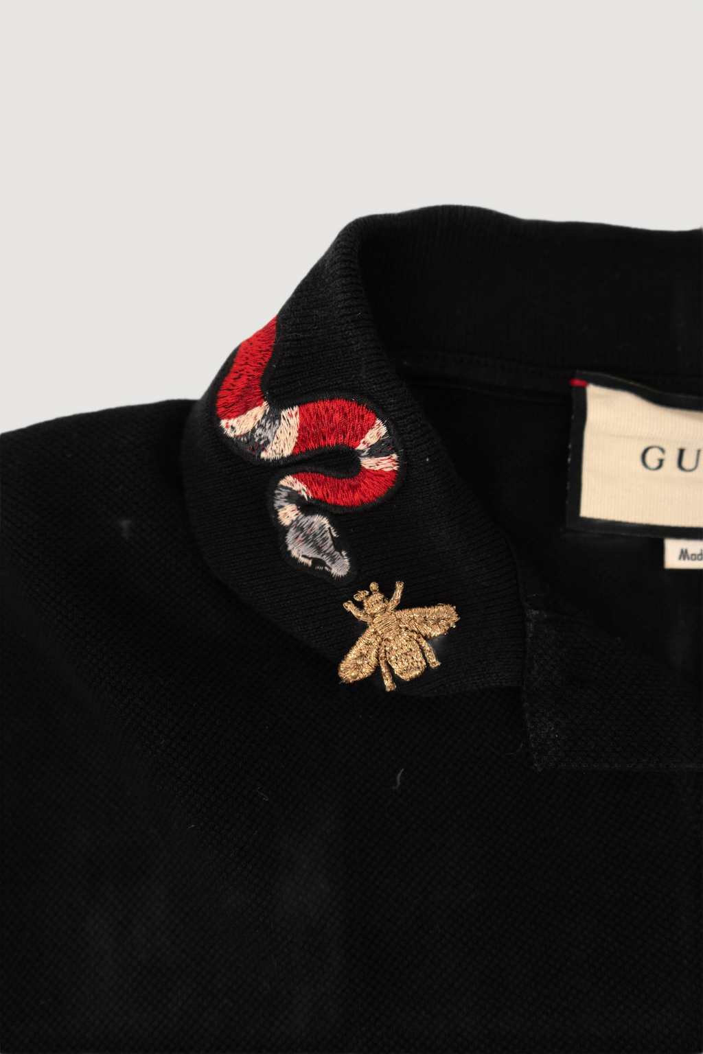 GUCCI Cotton Polo with Kingsnake Embroidery