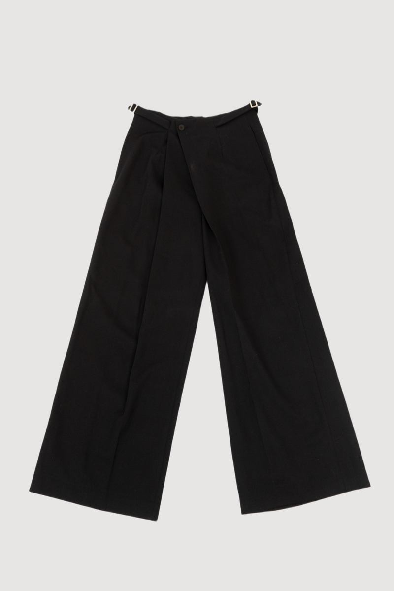 SEAN SUEN Black Wide Button-Fly Trousers