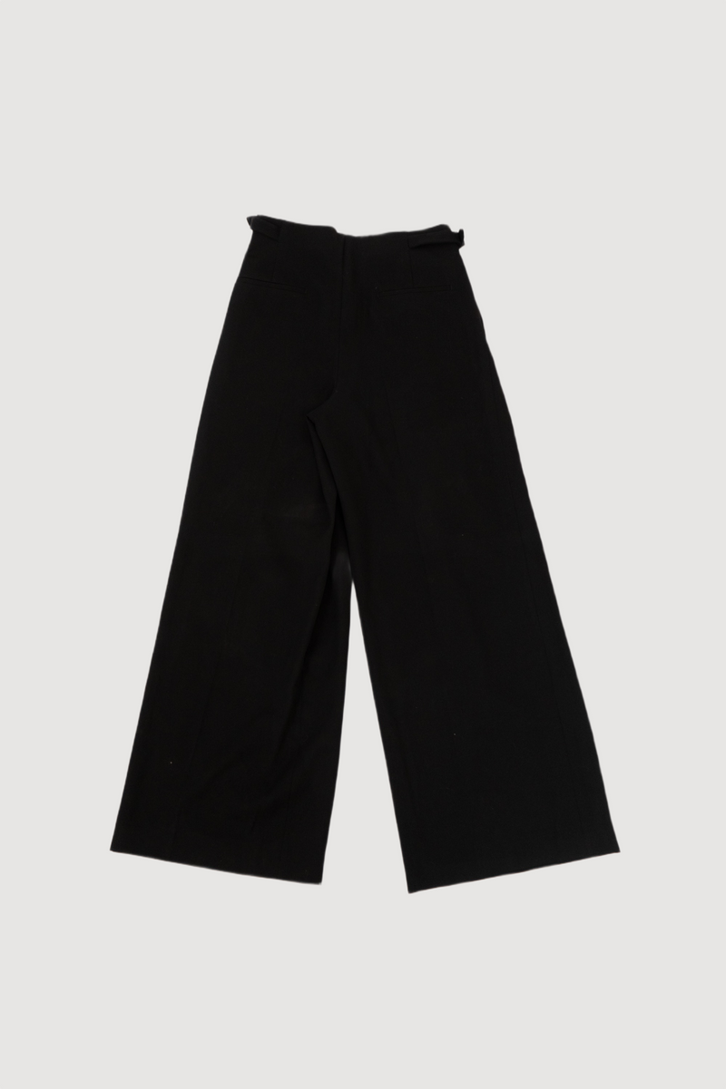 SEAN SUEN Black Wide Button-Fly Trousers