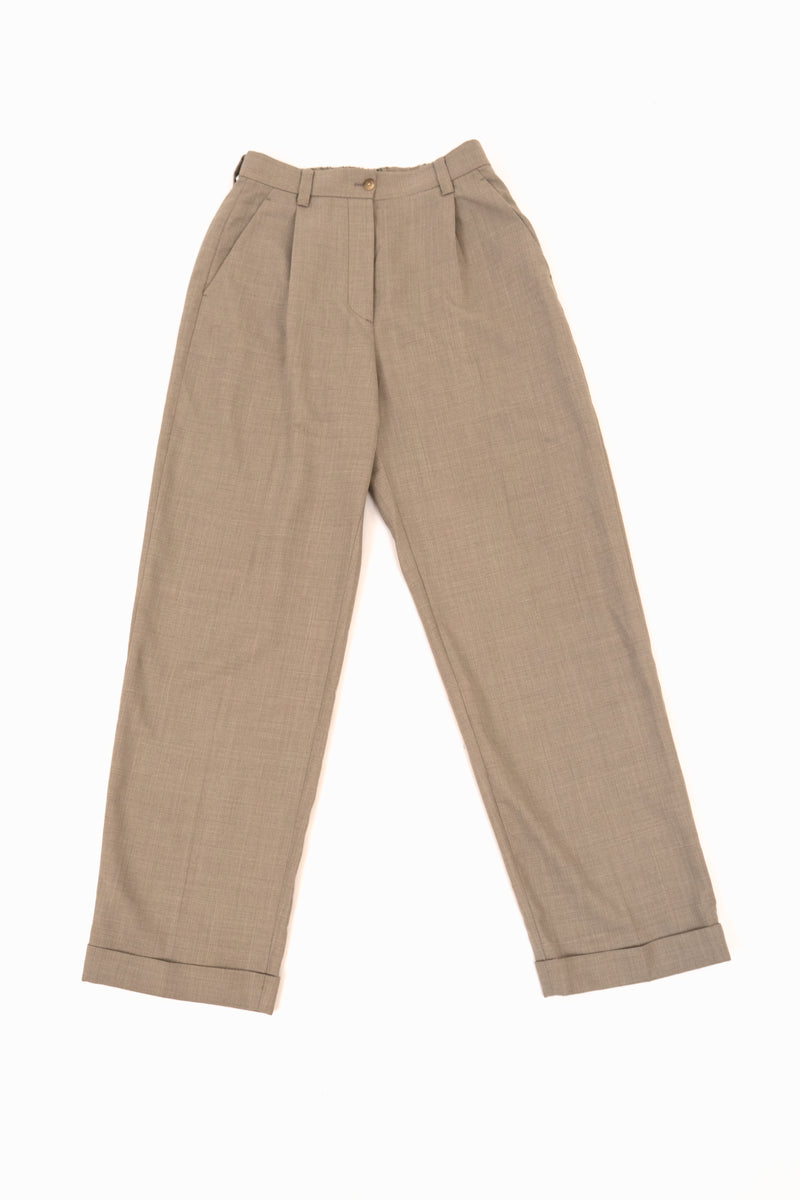 Wool Gabardine Wide-Leg Pants