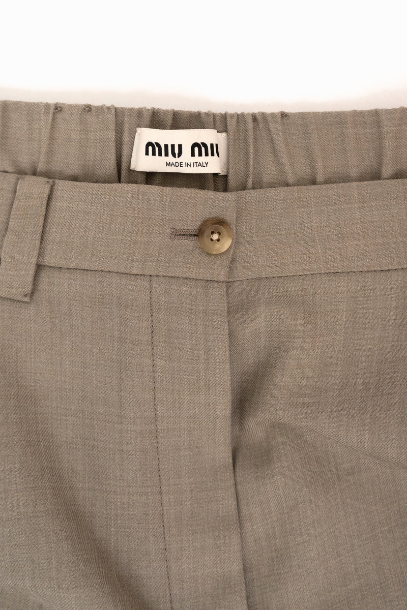 Wool Gabardine Wide-Leg Pants