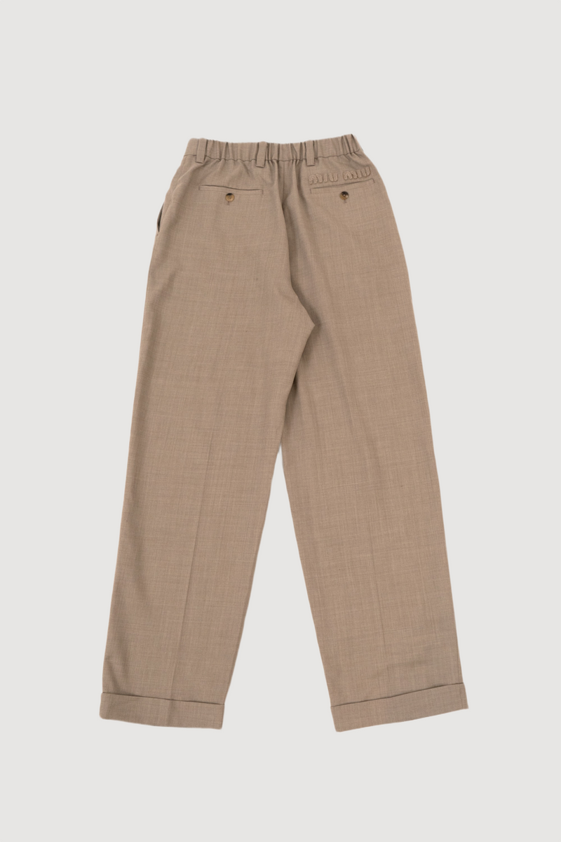 Wool Gabardine Wide-Leg Pants