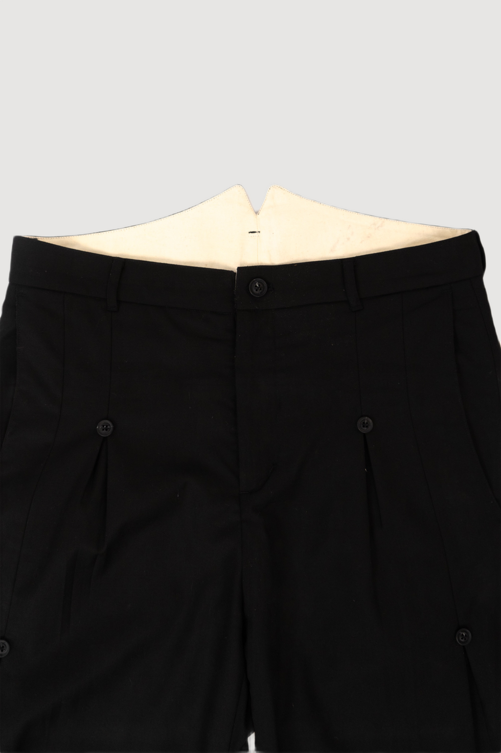 Black Button Pleated Trousers