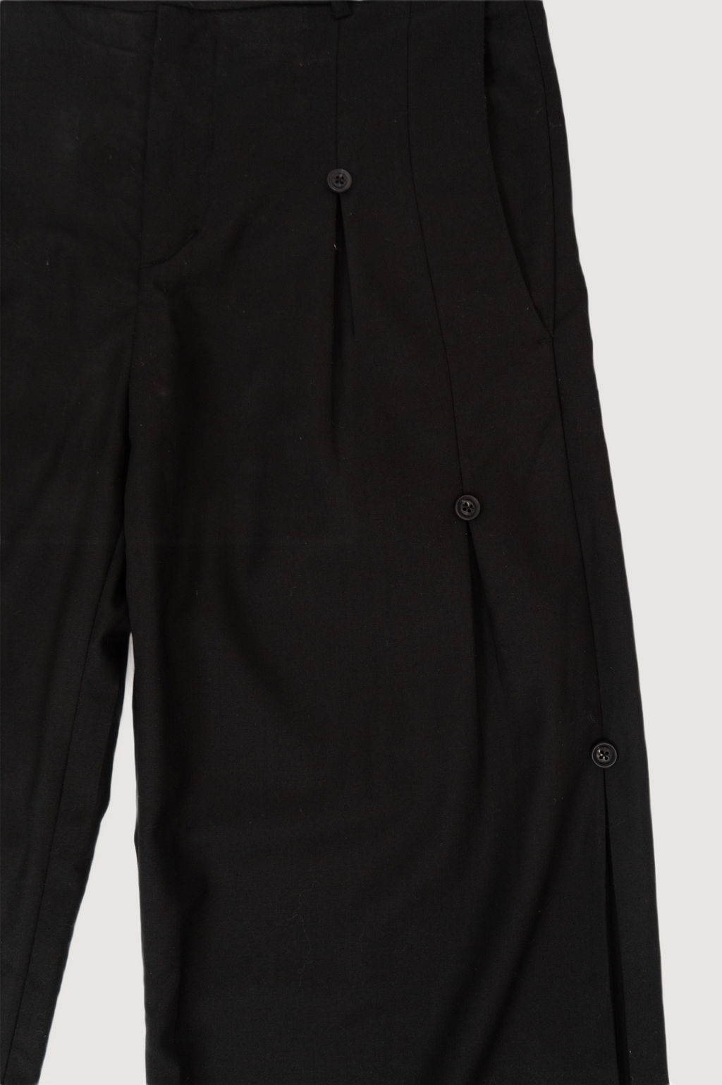 Black Button Pleated Trousers