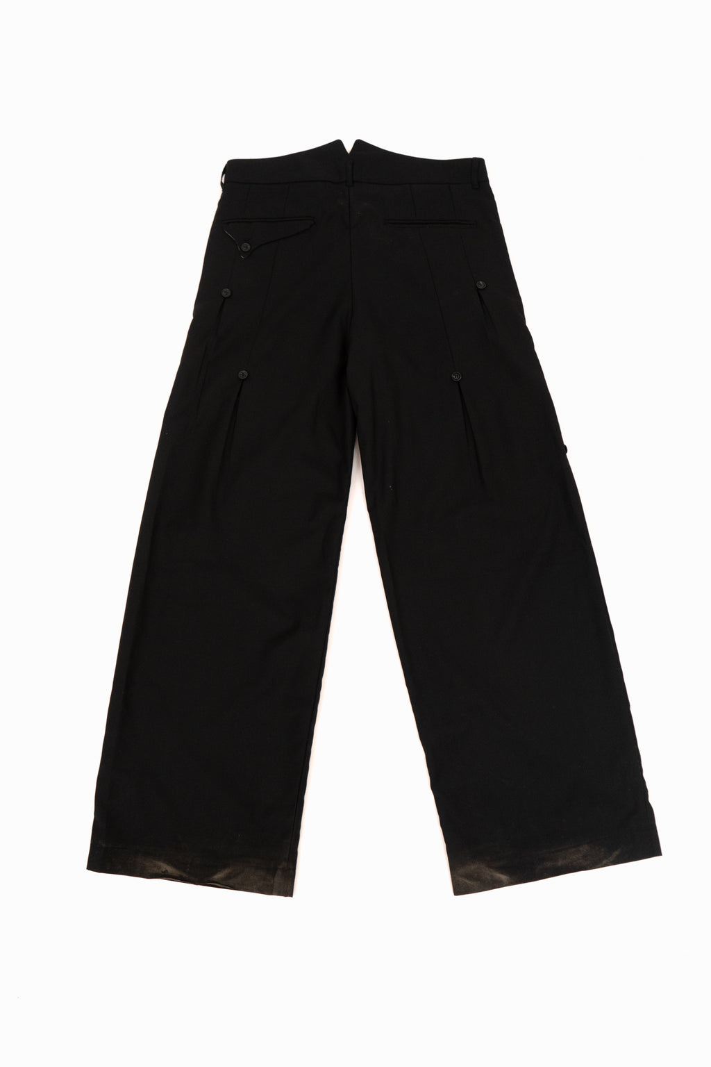 Black Button Pleated Trousers