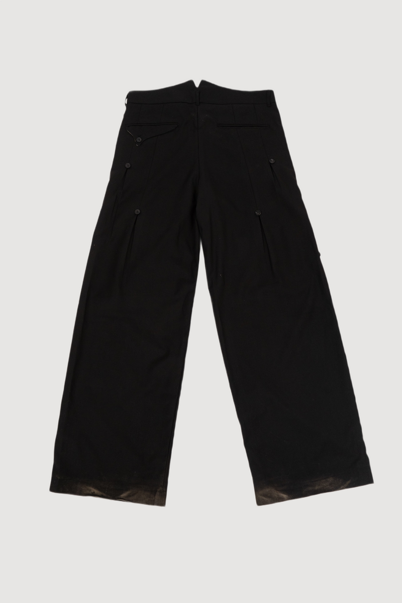 Black Button Pleated Trousers