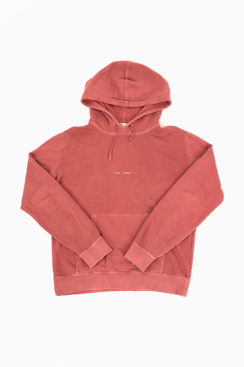Saint Laurent Paris Pink Logo distressed hoodie