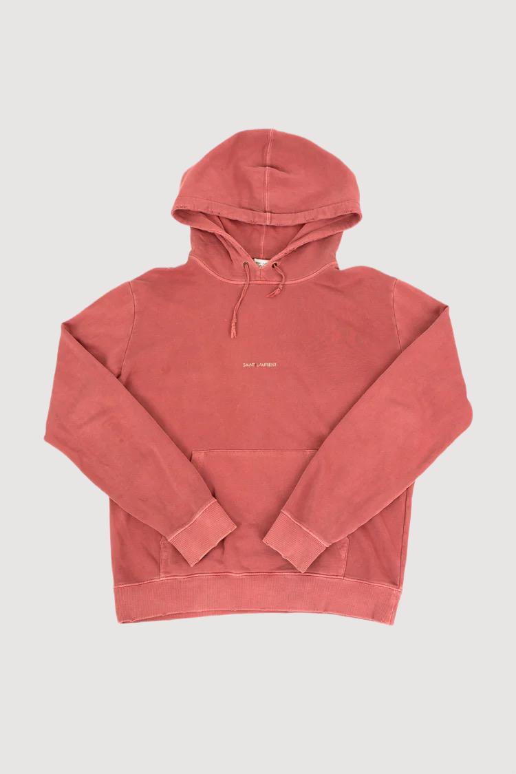 Saint Laurent Paris Pink Logo distressed hoodie