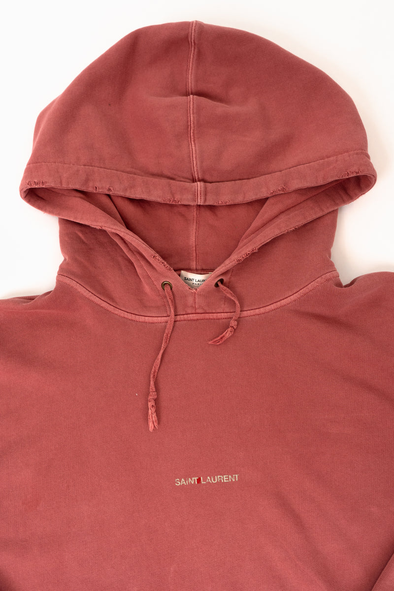 Saint Laurent Paris Pink Logo distressed hoodie
