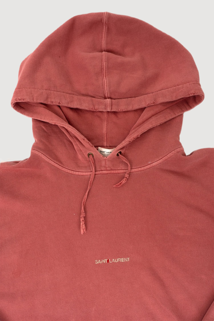 Saint Laurent Paris Pink Logo distressed hoodie