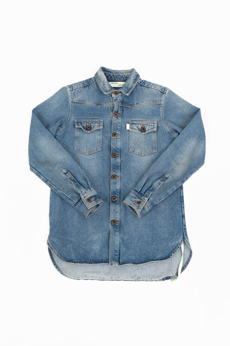 Off-White Diagonal Spray Denim Button-Up