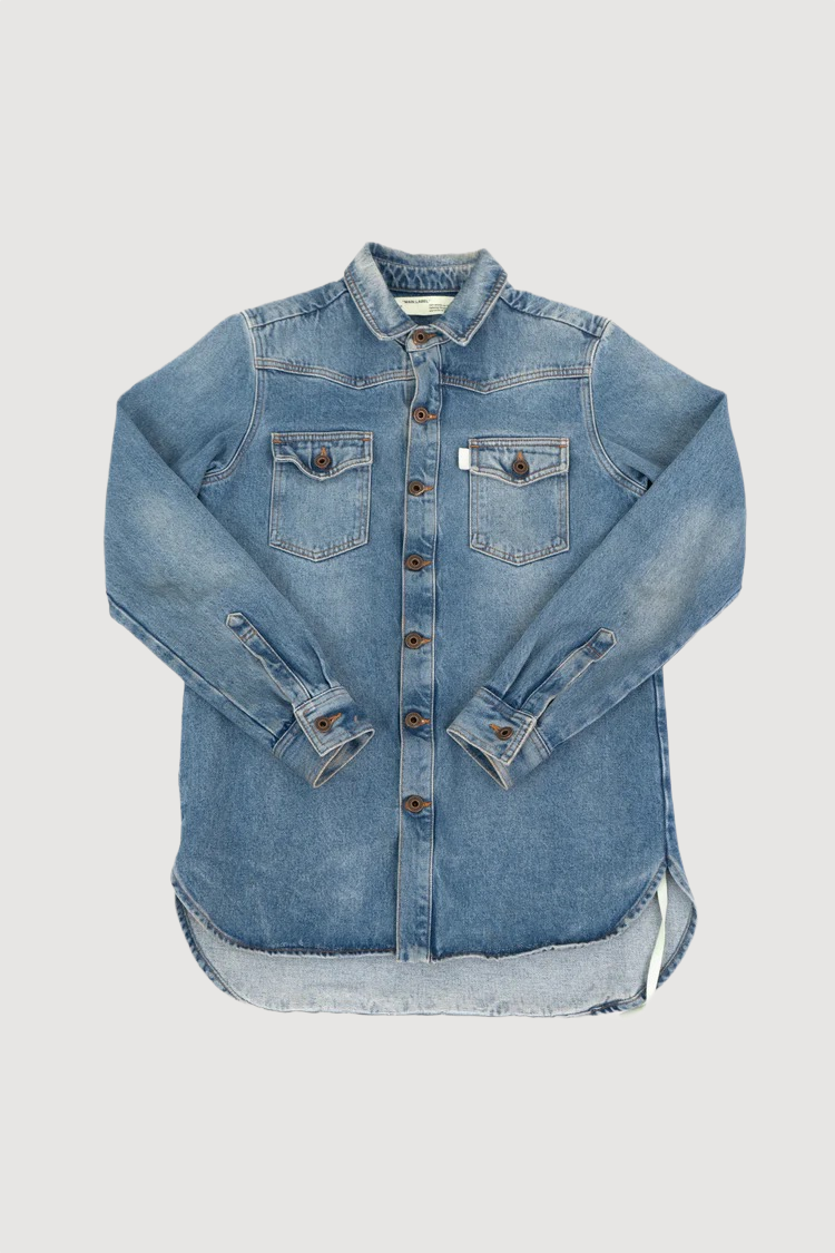 Off-White Diagonal Spray Denim Button-Up