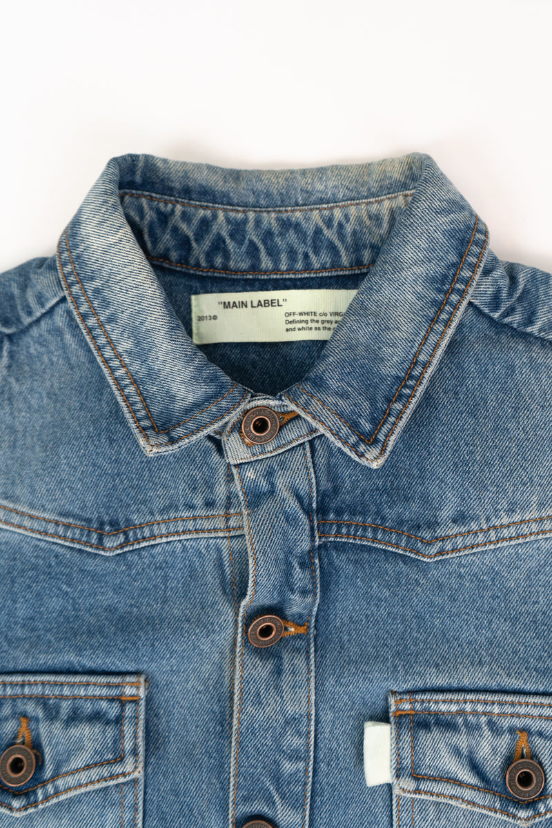 Off-White Diagonal Spray Denim Button-Up