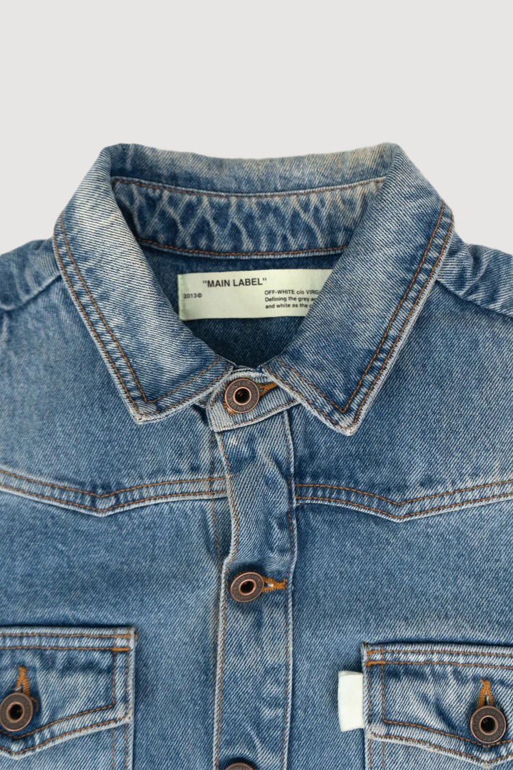 Off-White Diagonal Spray Denim Button-Up