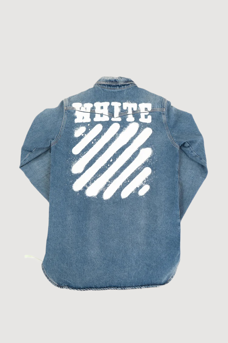 Off-White Diagonal Spray Denim Button-Up