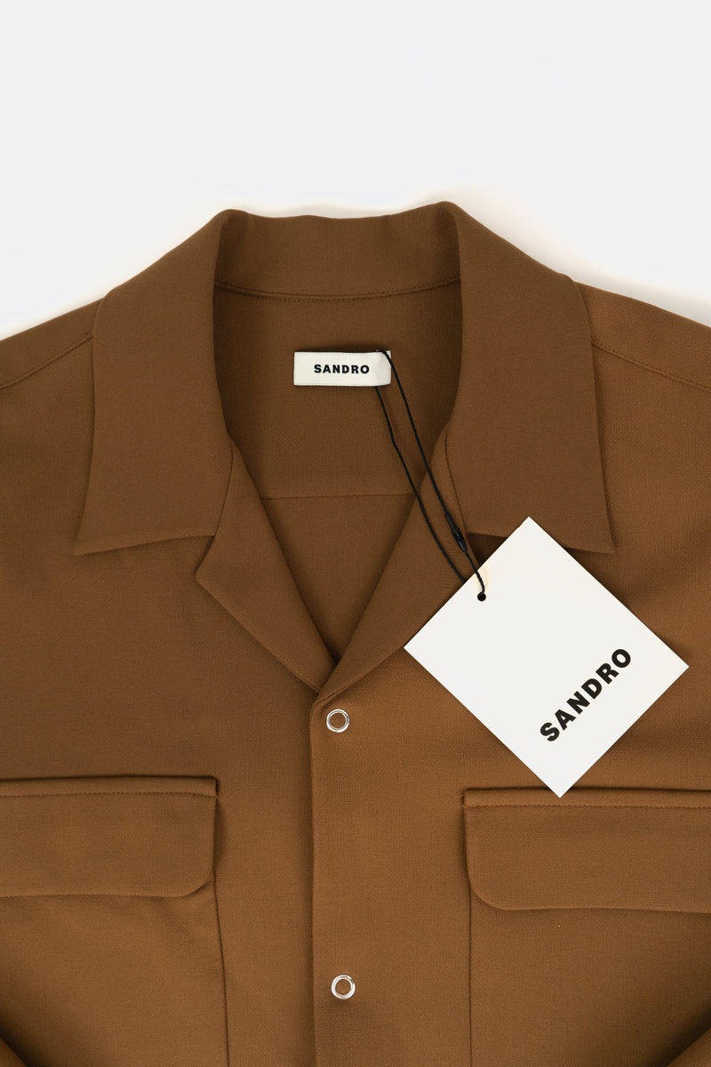Sandro Large Jersey Caramel Button-Up