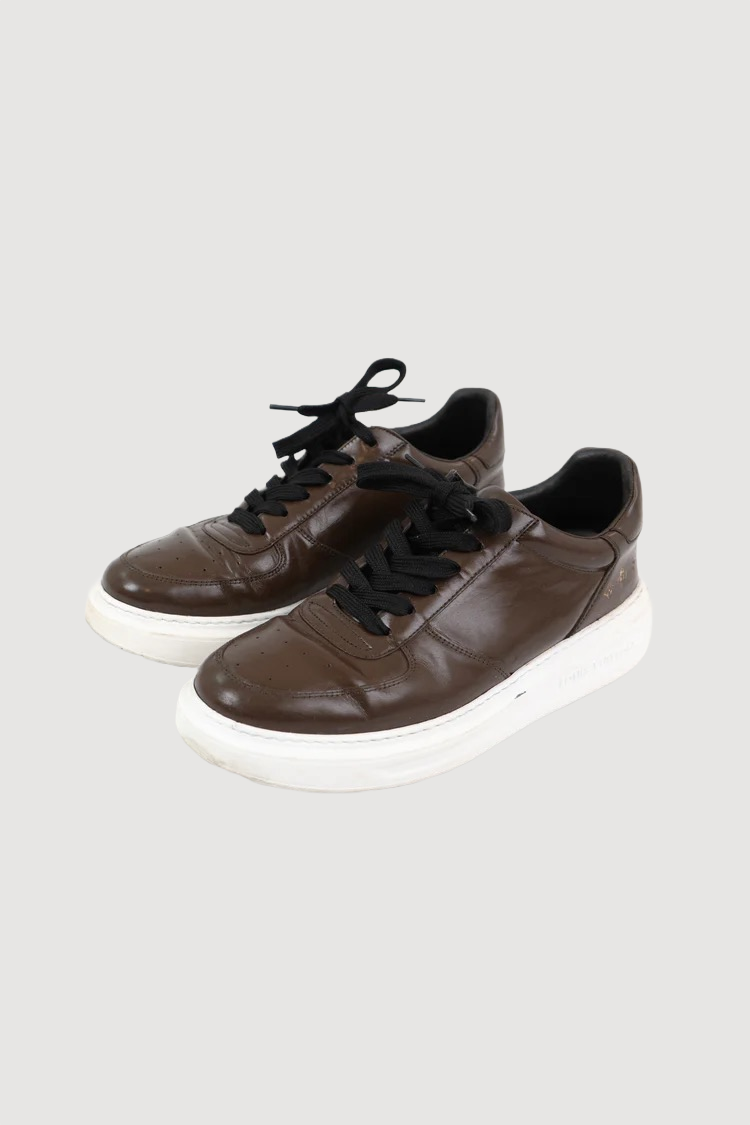 Louis Vuitton Brown Leather Beverly Hills Sneakers Size