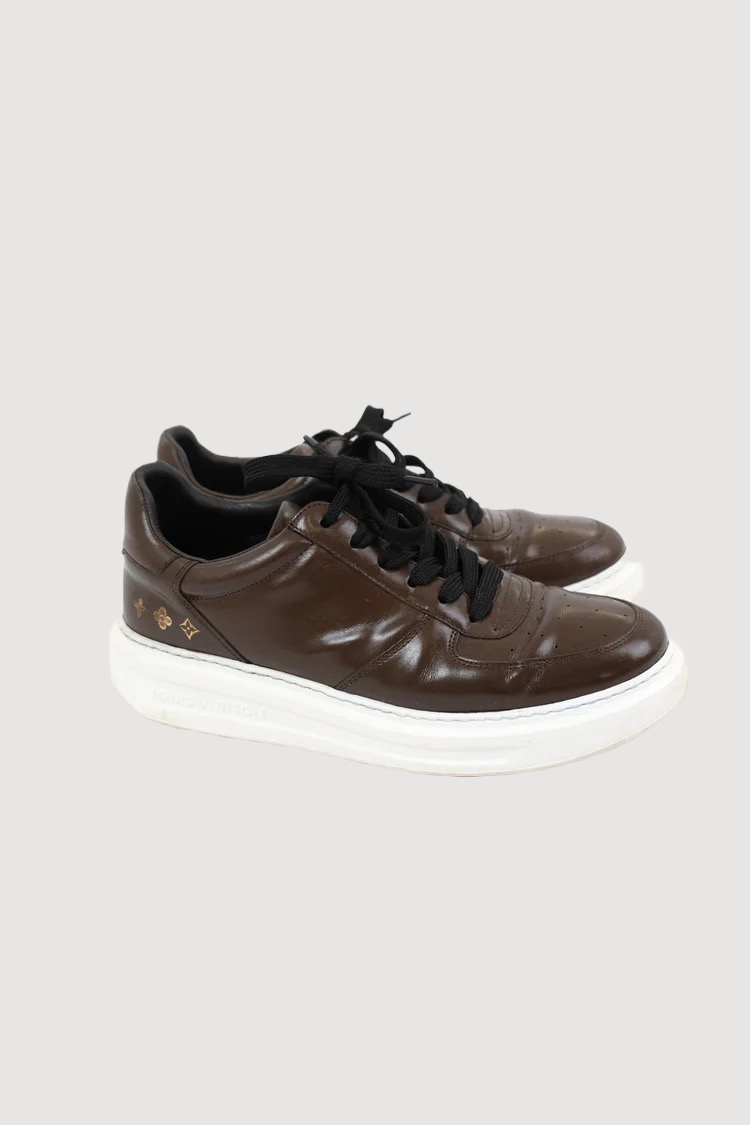 Louis Vuitton Brown Leather Beverly Hills Sneakers Size