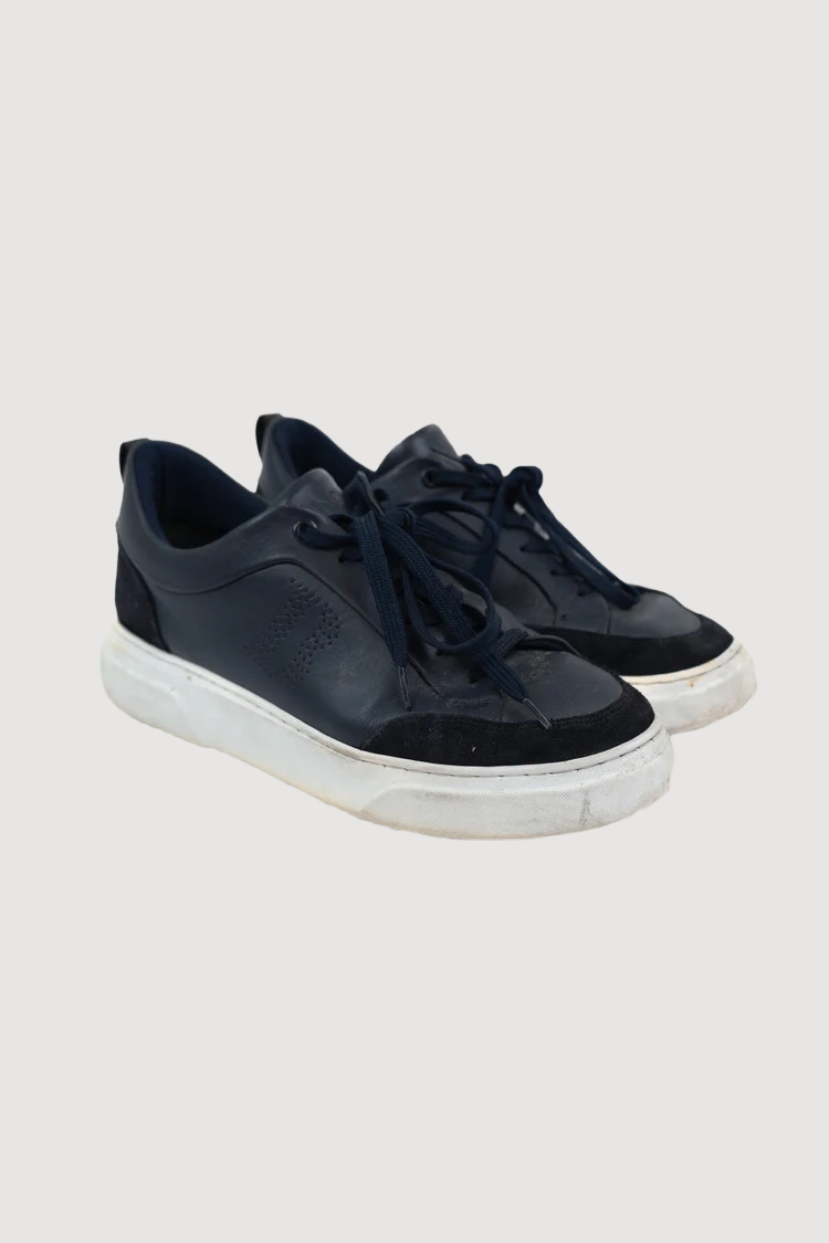 Boggi Navy Leather Trainers
