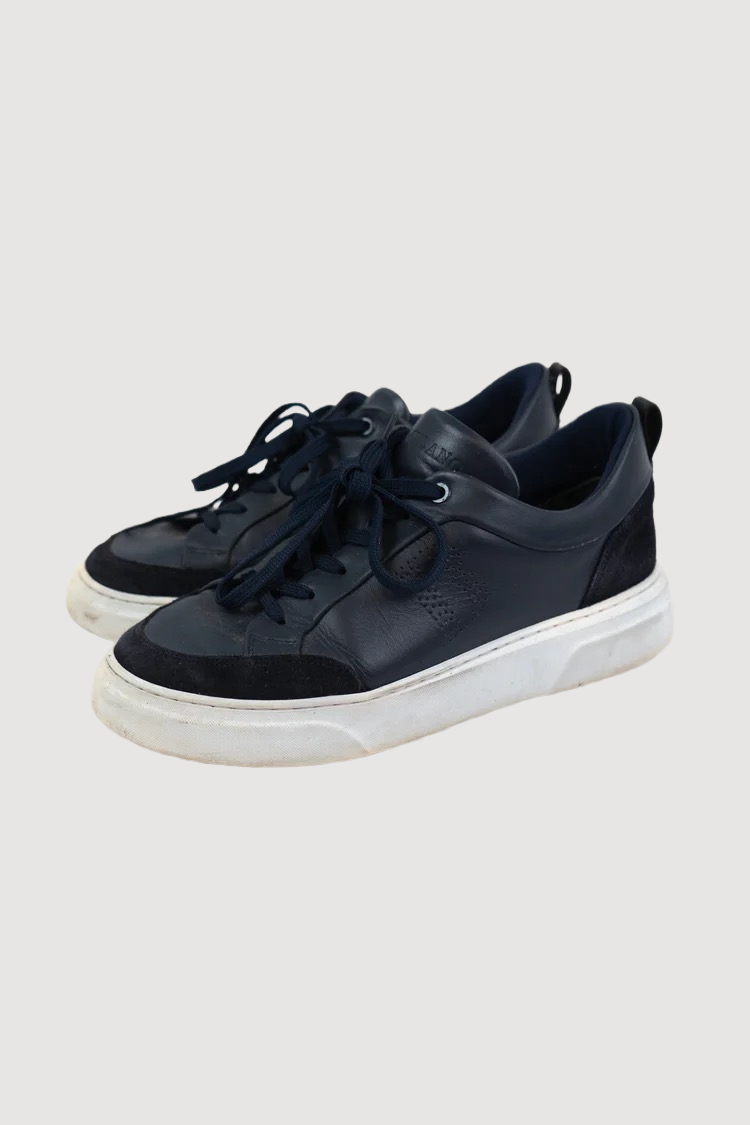 Boggi Navy Leather Trainers