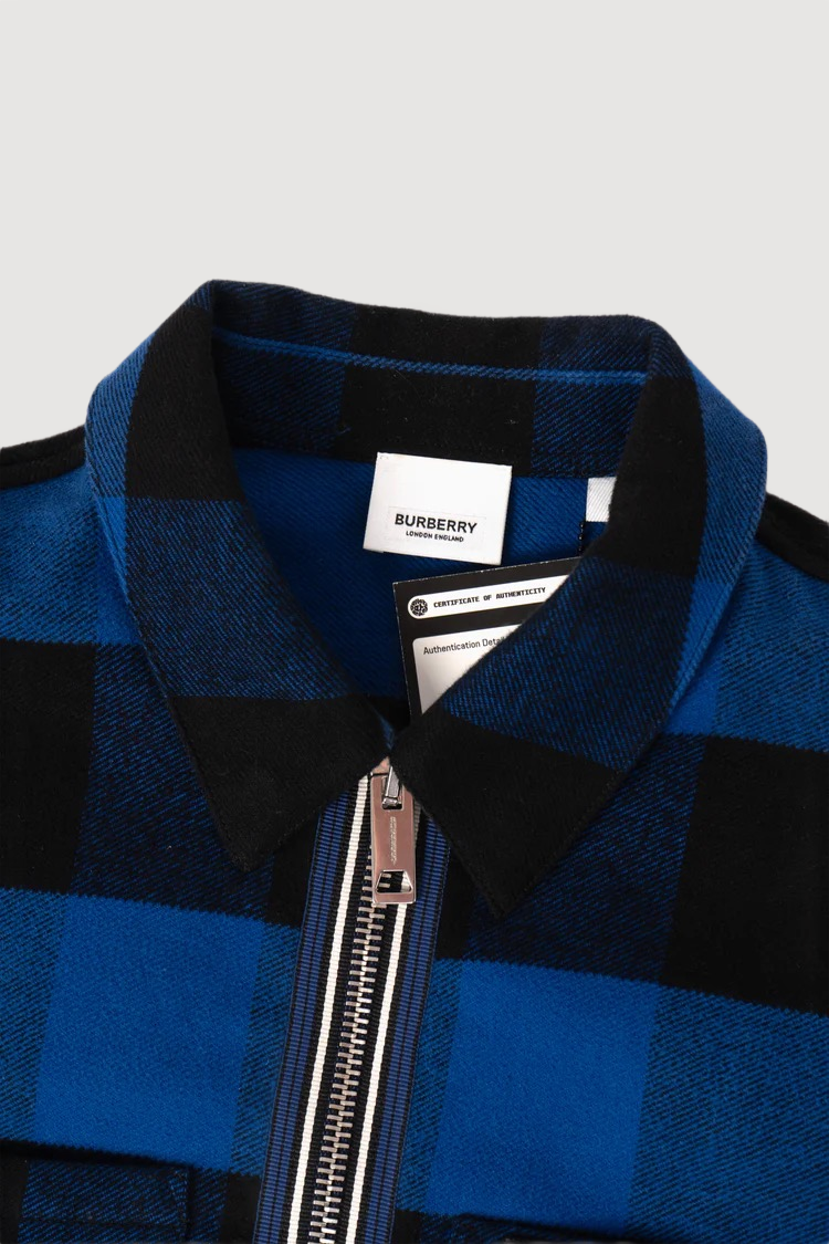 Letter Graphic zip-front shirt in check cotton Flannel