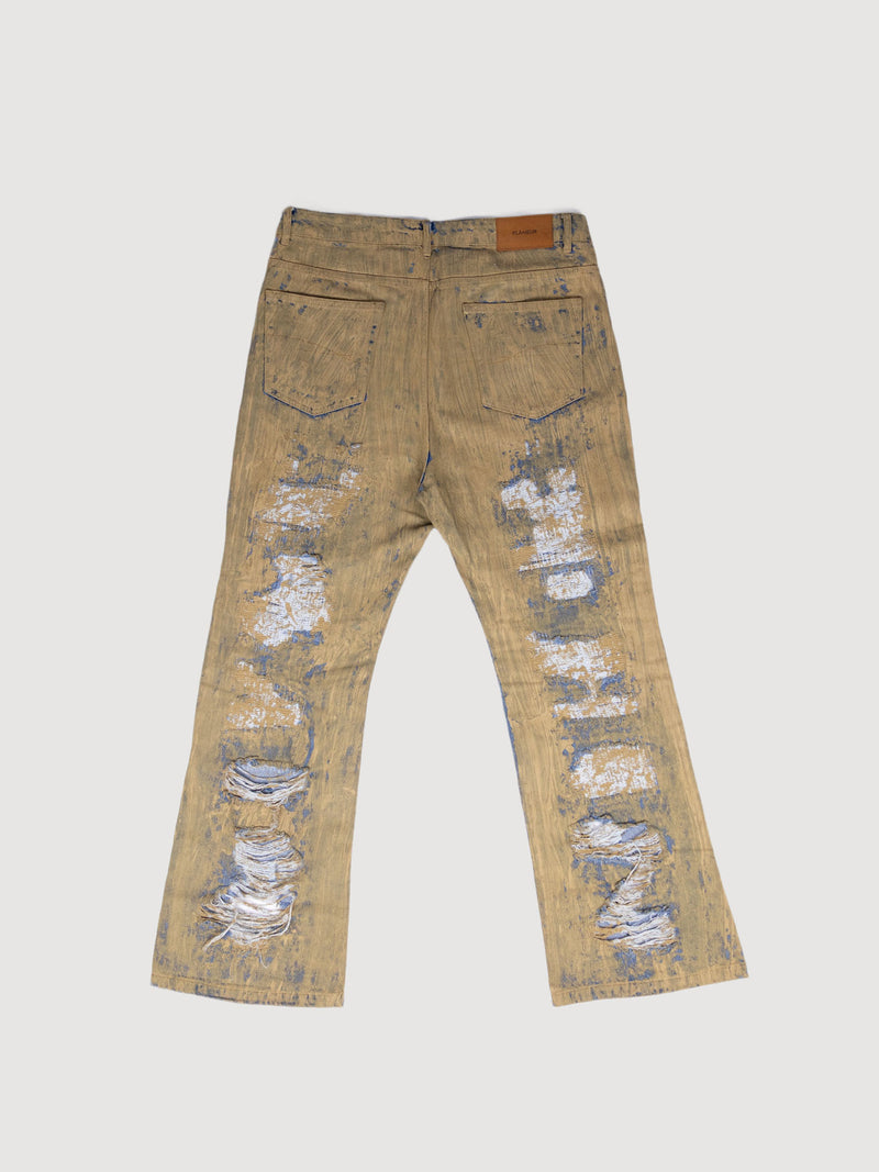 Repaired Metropole Flared Jeans In Brown