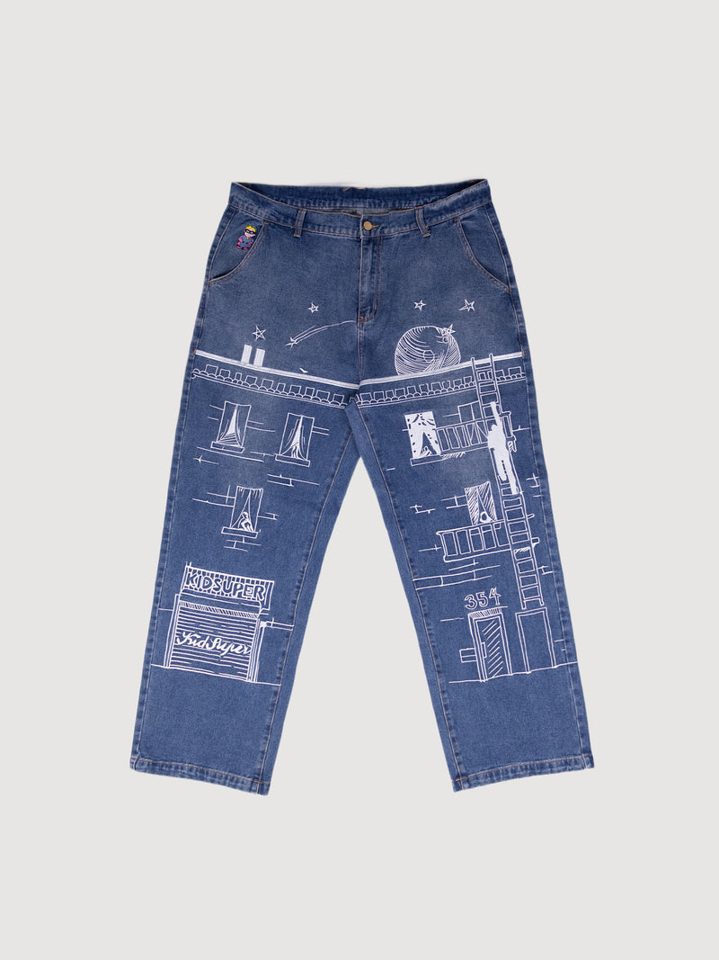 KidSuper Studios Fire Escape Embroidered Jeans