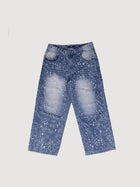 Jaded London Mid Blue Shredded Colossus Jeans