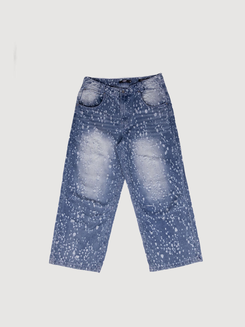 Jaded London Mid Blue Shredded Colossus Jeans